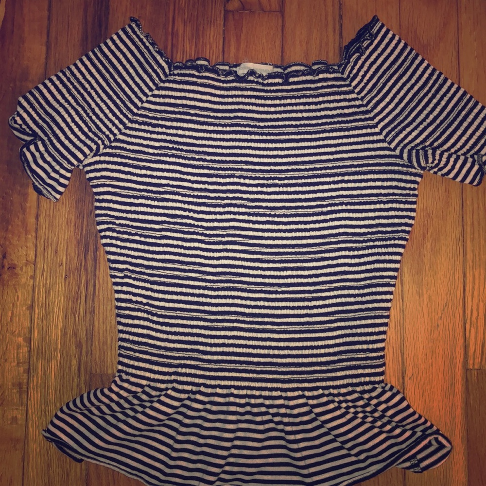 Black and white peplum top